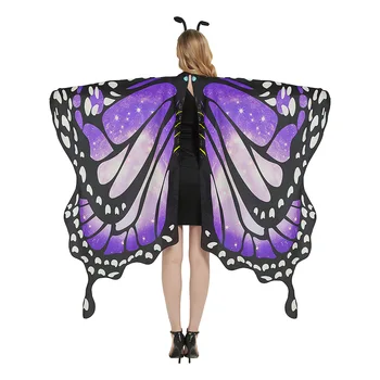Nový Butterfly Plášť Motýľ Plášť Halloween Gradient Farebné Tanec Dekorácie Motýlích Krídel Ženský Výkon Fialová