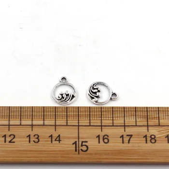 5 ks/veľa Vlna Prívesok Charms DIY Šperky Robiť Šperky Hľadanie Antique Silver Farba 11x13mm