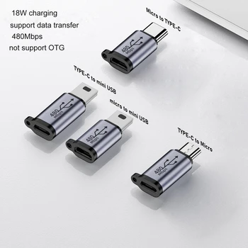 Micro USB na TypeC Mini USB Konvertor Konektor Podpora a Synchronizáciu Údajov 480Mb Dropship