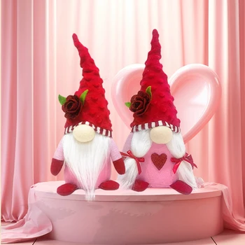 1PCS Valentines Day Gnome Plyšové Dekorácie, Pán A Pani Škandinávskych Na Valentína Tabuľka Ornament Trvanlivé