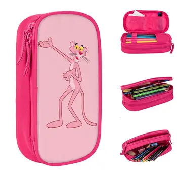 Vtipné Pink Panther Pero Box Dvojvrstvové Veľká-kapacita Office Príslušenstvo Ceruzka Taška Ideálne Darčeky