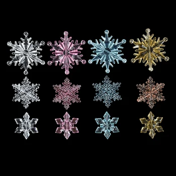10Pcs Vianočné Akryl Transparentný Snowflake Prívesky Vianočný Strom Visí Ozdoby Crystal snehové Vločky Nový Rok Darček Navidad 2024