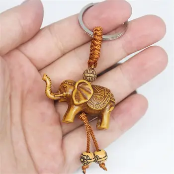 Kreatívne Drevené Slon Keychain Rezbárstvo Zvierat Tvar Prívesok Prívesok Na Kľúče Pracky Šperky Darček Príslušenstvo