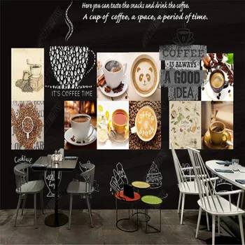 Vlastná veľkosť ručne maľované tabuli kávy tému obrázok 3D stenu papier cafe bar priemyselné dekor nástenné samolepiace tapety