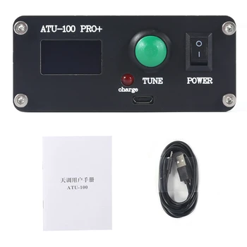 ATU-100 Pro+ 1.8-55Mhz Automatická Anténa Tuner Multi-Function Pohodlné 0.96 Palcový Skončil Nabíjateľná Čierny ABS S puzdrom