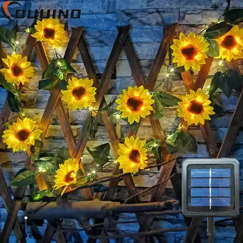 Vonkajšie Slnečné Kvet Slnečnice Svetlá Pre Záhradné Dekorácie String Led Vodotesný Simulácia Víla Svetlo Na Terasu Svadobné Party