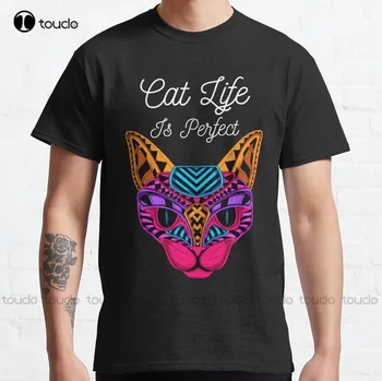 Mačka Život Je Ideálny Klasickej T-Shirt Mens Bežecká Tričká Digitálna Tlač Tee Košele Móda Voľný Čas Kreatívne Zábavné Tričká Nové