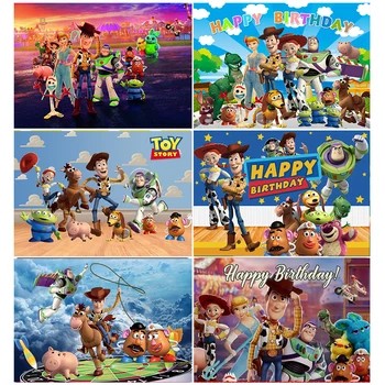 Disney Toy Story Buzz Lightyear Narodeniny Pozadí Handričkou Gobelín Hudi BirthdayKid Detská Narodeninová Párty Photo Studio Dekorácia