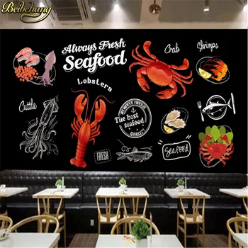 beibehang vlastné Čierne morské plody shop, dekorácie, maliarstvo, foto nástennú maľbu, tapety na pozadie stenu papier 3D krab krevety maľovanie