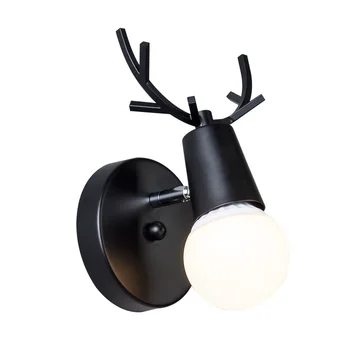 Nordic Moderné Jelene Parohy LED Nástenné svietidlo Masívneho Dreva Čierne Biele E27 železa Zvierat Lampa Domov Príslušenstvo pre Spálne foyer