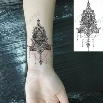 Henna Ruže Kvet Dočasné Tetovanie Pre Ženy, Dospelých Realistické Falošné Visí Šperky Tetovanie Nálepky Umývateľný Umenie Tatoos Strane