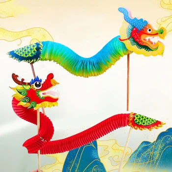 DIY Papier Dragon Plavidlá Materiál Čínsky Nový Rok DIY Dragon Dekor Čínsky Tanec Draka Troch-Dimenzionální Vytiahnuť Kvet