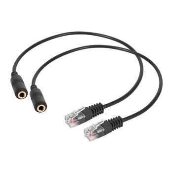 2Pc 3.5 Mm Stereo Audio Headset Jack Samica Na Male RJ9 Zapojte Adaptér Converter Kábel Kábel