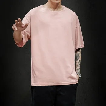 A2967 Nové Letné pánske Tričko 2022 Módne Tuhé T Shirt Mens Nadrozmerné Hip Hop Krátky Rukáv Bežné Bavlnené Pánske Streetwear