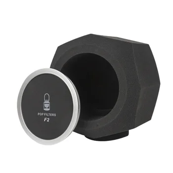 F2 Mikrofón Obrazovke Akustický Filter Hubky Vietor Obrazovke Filter Vokálne Zvukotesné Nahrávanie Filter Čelné sklo Čierne Čisté