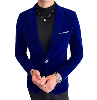 Butik S-5XL pánskej Módy Business Pohodlné Gentleman Farbou Velvet Bežné kórejský Vyhovovali Slim Trend Jeden West