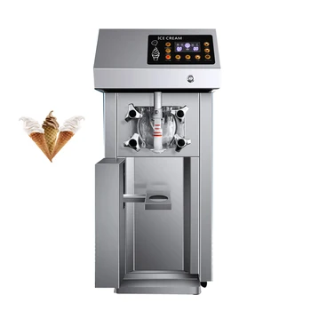 Obchodné Soft Ice Cream Stroj Ploche Ice Cream Maker Stroj Automatické Sladké Kužeľ Automat 1250W