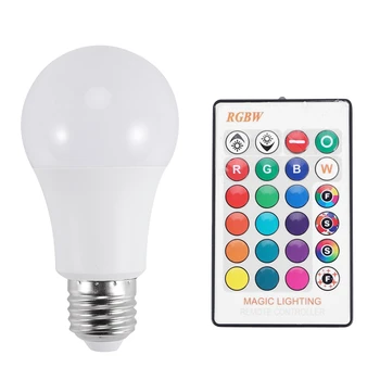 E27 Smart kontrolka Led RGB Svetlo Stmievateľné 7W RGBW Led Lampa Farebné Meniace Žiarovka Led Lampada RGBW Dekor Biely Domov